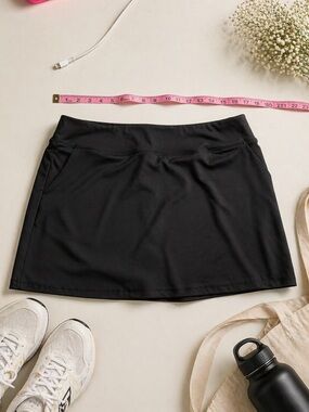 Black Athletic Skort with Side Pockets